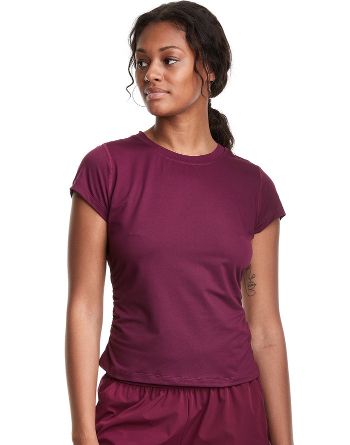 Champion Womens T-Shirt NZ - Soft Touch Ruched Side Dark Purple ( 2689-TVICY )